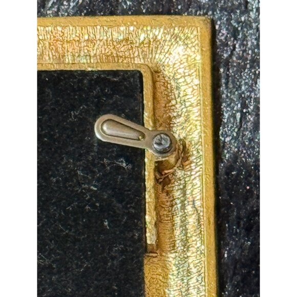 Vintage Ornate Gold Enamel Picture Frame Rhinestone Accents Fits A 4.5" X 3" - Picture 4 of 5